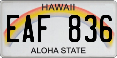 HI license plate EAF836