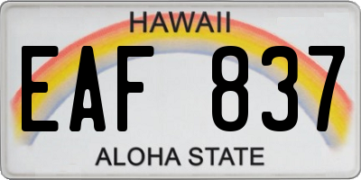 HI license plate EAF837