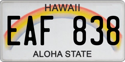 HI license plate EAF838