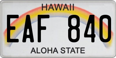 HI license plate EAF840