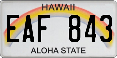 HI license plate EAF843