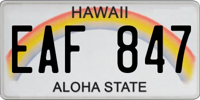 HI license plate EAF847