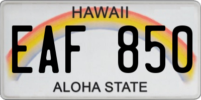 HI license plate EAF850