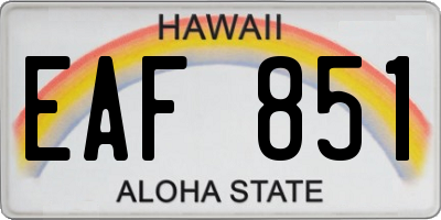 HI license plate EAF851