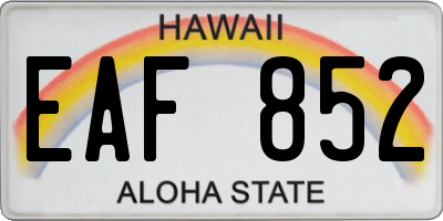 HI license plate EAF852