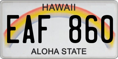 HI license plate EAF860