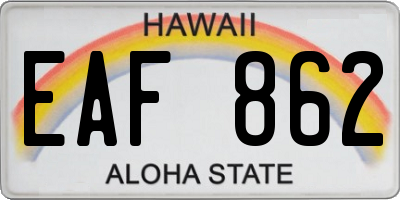 HI license plate EAF862