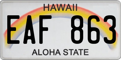 HI license plate EAF863
