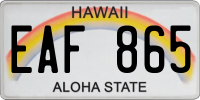 HI license plate EAF865