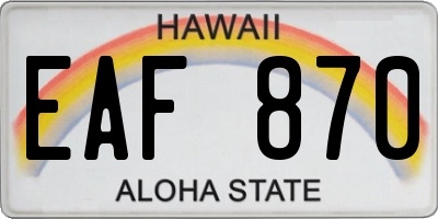 HI license plate EAF870