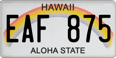 HI license plate EAF875