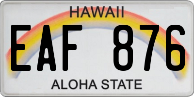 HI license plate EAF876