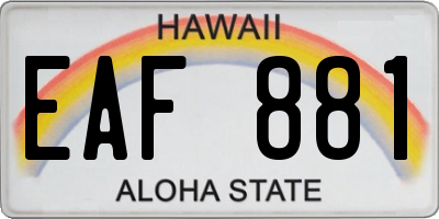 HI license plate EAF881