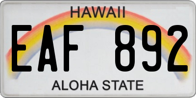 HI license plate EAF892