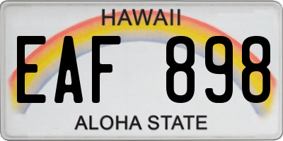 HI license plate EAF898