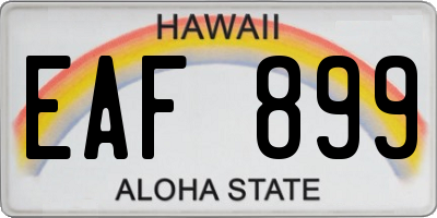 HI license plate EAF899