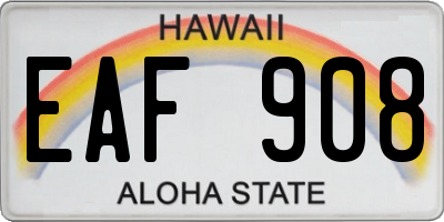 HI license plate EAF908