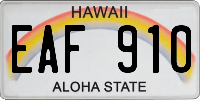 HI license plate EAF910