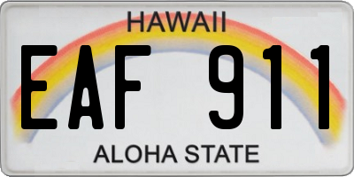 HI license plate EAF911