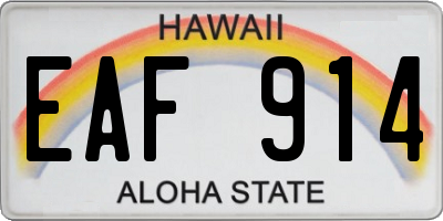 HI license plate EAF914