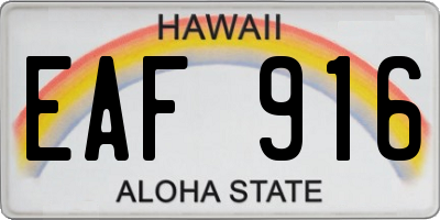 HI license plate EAF916