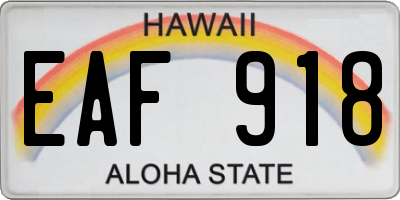HI license plate EAF918