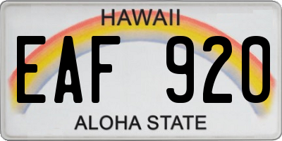 HI license plate EAF920