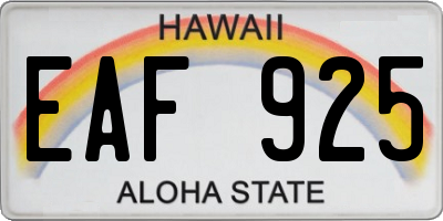 HI license plate EAF925