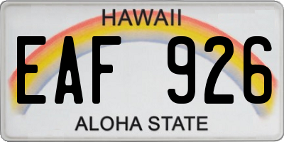 HI license plate EAF926