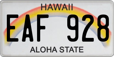 HI license plate EAF928