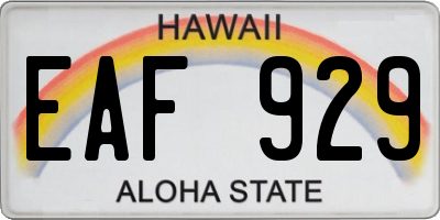 HI license plate EAF929