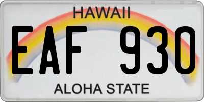 HI license plate EAF930