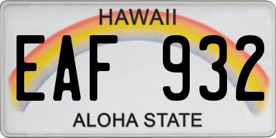 HI license plate EAF932