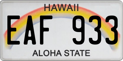 HI license plate EAF933