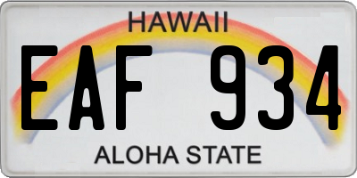 HI license plate EAF934