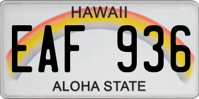 HI license plate EAF936