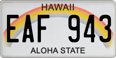 HI license plate EAF943