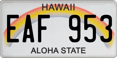 HI license plate EAF953