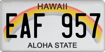 HI license plate EAF957