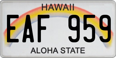 HI license plate EAF959