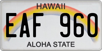 HI license plate EAF960