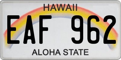 HI license plate EAF962