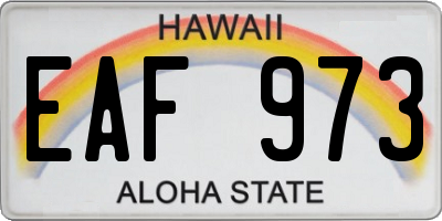 HI license plate EAF973