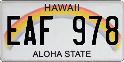 HI license plate EAF978