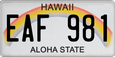 HI license plate EAF981