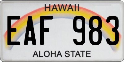 HI license plate EAF983