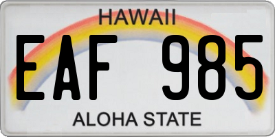 HI license plate EAF985