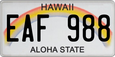 HI license plate EAF988