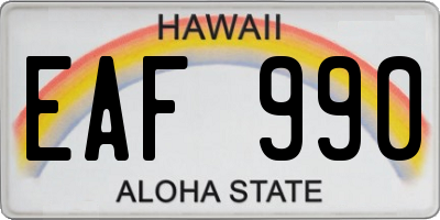 HI license plate EAF990