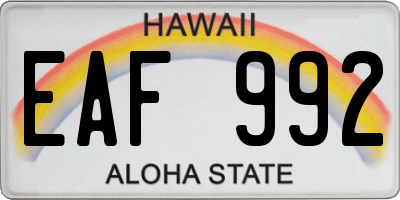 HI license plate EAF992